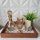 Bandeja De Mdf, Garrafa Licor, Conjunto Taça E Vaso Bege