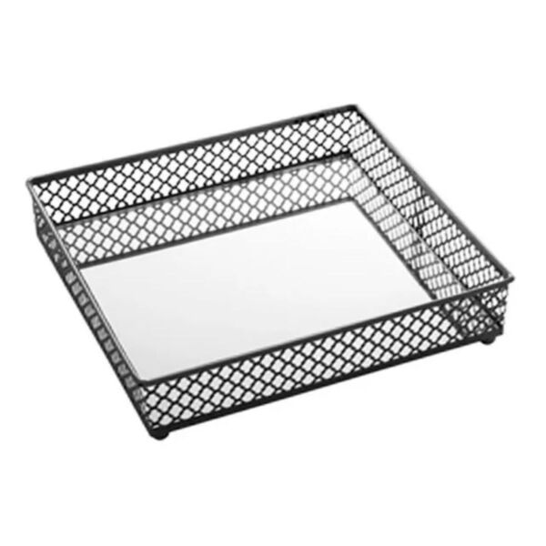 Bandeja De Metal Com Espelho Barcelona Preta 17 X 17 X 5 Cm |