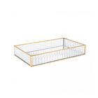 Bandeja De Metal Com Espelho Dourada 15cm X 25cm X 4cm - Lyor