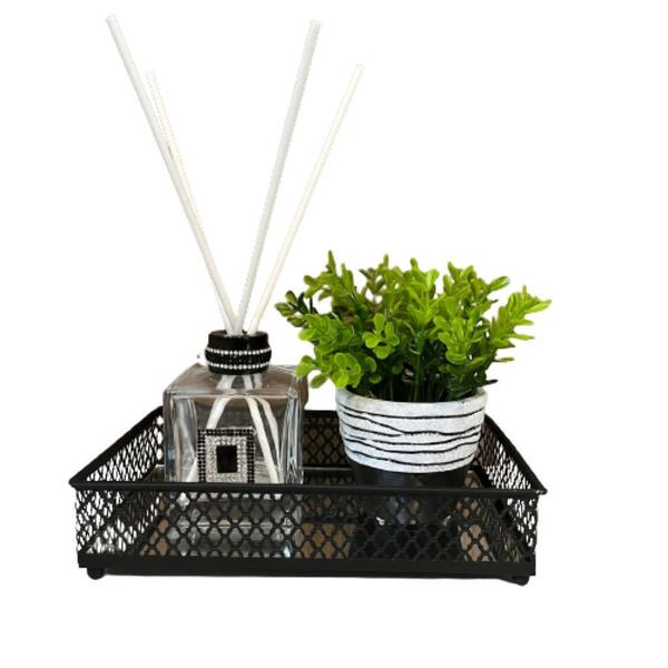 Bandeja De Metal, Difusor De Vidro E Vaso De Cerâmica