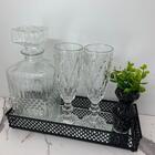 Bandeja De Metal, Garrafa Licor, Conjunto Taça E Vaso Preto