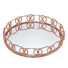 Bandeja De Metal Rose Redonda Espelhada 28cm -  Espressione M