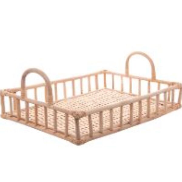 Bandeja De Rattan Com Alça Nature 37,5x28x14cm