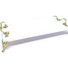 Bandeja De Vidro Branca C/ouro C/alcas 12x25