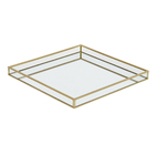 Bandeja de Vidro e Metal Dourada 26x3x26 Oikos