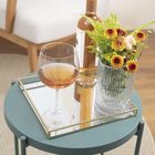 Bandeja de Vidro e Metal Dourada 26x3x26 Oikos