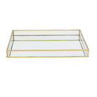 Bandeja de Vidro e Metal Dourada 26x3x26 Oikos