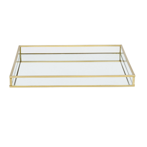 Foto de Bandeja de Vidro e Metal Dourado 26cm Oikos