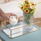 Bandeja de Vidro e Metal Dourada 30x8x17 Oikos