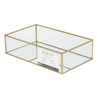 Bandeja de Vidro e Metal Dourada 30x8x17 Oikos