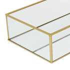 Bandeja de Vidro e Metal Dourada 30x8x17 Oikos