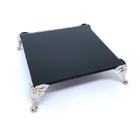 Bandeja De Vidro Preta C/ Pes Colonial Prata 12x12