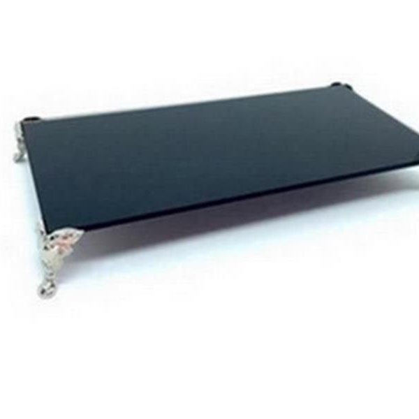 Bandeja De Vidro Preta C/acabamento Prata 12x25