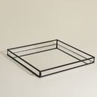 Bandeja de Vidro e Metal Preto 26x3x26 Oikos