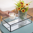 Bandeja de Vidro e Metal Preto 30x8x17 Oikos