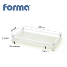 Bandeja Decorativa 16x30cm F. Collection Vidro E Alumínio Bra