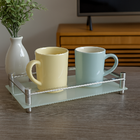 Bandeja Decorativa 16x30cm F. Collection Vidro E Alumínio Bra