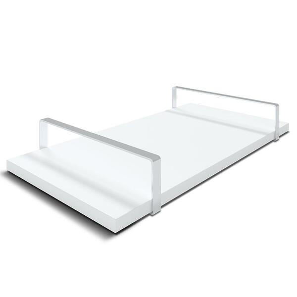 Bandeja Decorativa 25x50cm Borda Infinita Branca Com Alça Pra