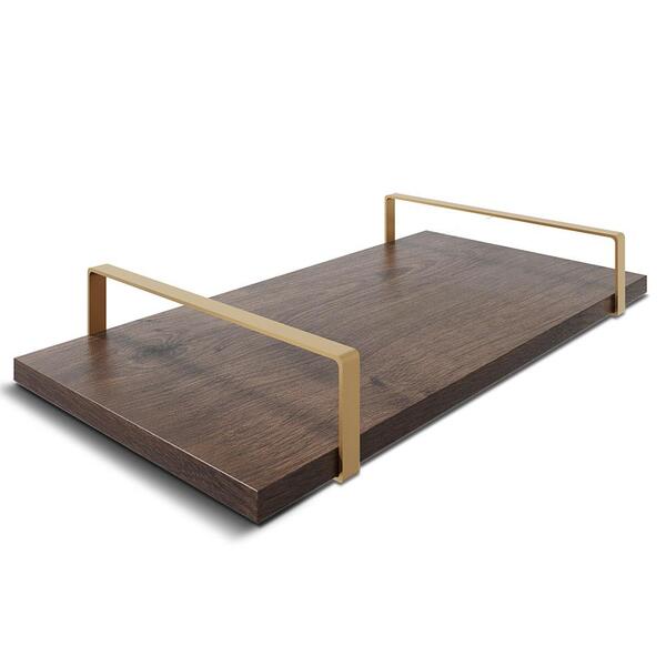 Bandeja Decorativa 25x50cm Borda Infinita Castanho Com Alça C