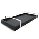 Bandeja Decorativa 25x50cm Preta Com Alça Prata