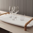 Bandeja Decorativa Barcelona Em Madeira E Detalhe Cobre Laca