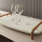 Bandeja Decorativa Barcelona Em Madeira E Detalhe Dourado Lac