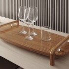 Bandeja Decorativa Barcelona Em Madeira E Detalhe Prata Cinam