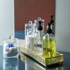 Bandeja Decorativa Barcelona Retangular Dourada Com Espelho 3