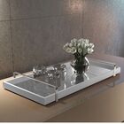 Bandeja Decorativa Branca Espelhada Alça Cromada