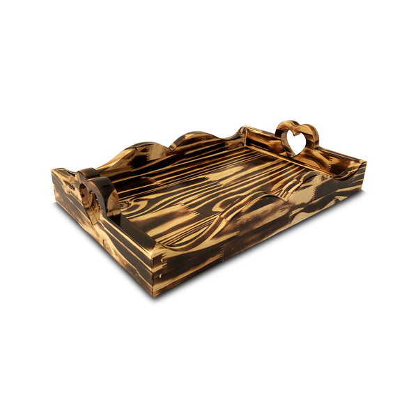 Bandeja Decorativa Café Da Manhã Madeira Pinus Retangular Com