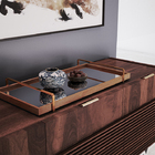 Bandeja Decorativa Castanho Com Alça Cobre