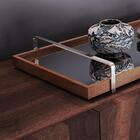 Bandeja Decorativa Castanho Com Alça Prata