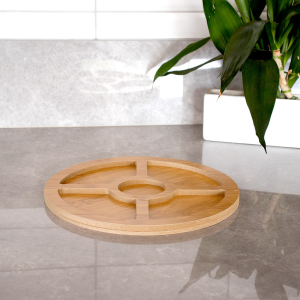 Bandeja Decorativa De Bambu Para Petiscos Redonda 26cm F01 -