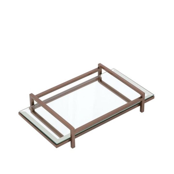 Bandeja Decorativa De Metal E Espelho Pequena - 30x15x5,5 Cm