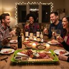 Bandeja Decorativa De Metal Verde Grande Com Detalhes Nas Bor