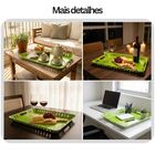 Bandeja Decorativa De Metal Verde Grande Com Detalhes Nas Bor