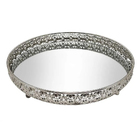 Bandeja Decorativa Em Vidro E Metal 27x4cm Mabruk