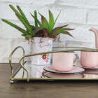 Bandeja Decorativa Espelhada 44,5x26,5cm Bandeja Dourada Reta