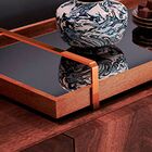 Bandeja Decorativa Espelhada Alça Cobreada Larflex Castanho