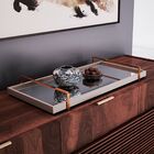 Bandeja Decorativa Espelhada Alça Cobreada Larflex Laca Off W