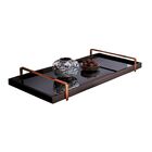 Bandeja Decorativa Espelhada Alça Cobreada Larflex Laca Preto