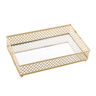 Bandeja Decorativa Espelhada Dourada Em Metal Barcelona 21x13