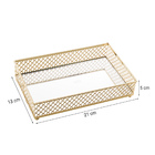 Bandeja Decorativa Espelhada Dourada Em Metal Barcelona 21x13