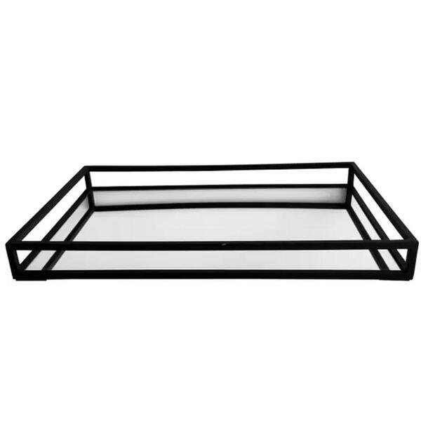 Bandeja Decorativa Espelhada Grande 55x35cm Ms Aramados Preta