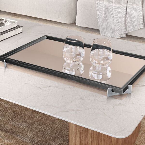 Bandeja Decorativa Gala Cromado Com Espelho Ébano