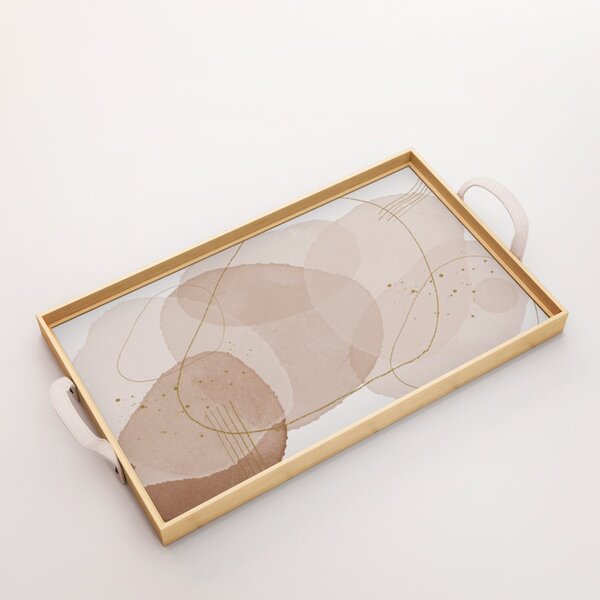 Bandeja Decorativa Grande Abstrata Tons De Bege - 45x30cm Cla