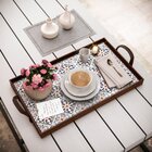 Bandeja Decorativa Grande Azulejo Português - 45x30cm Marrom