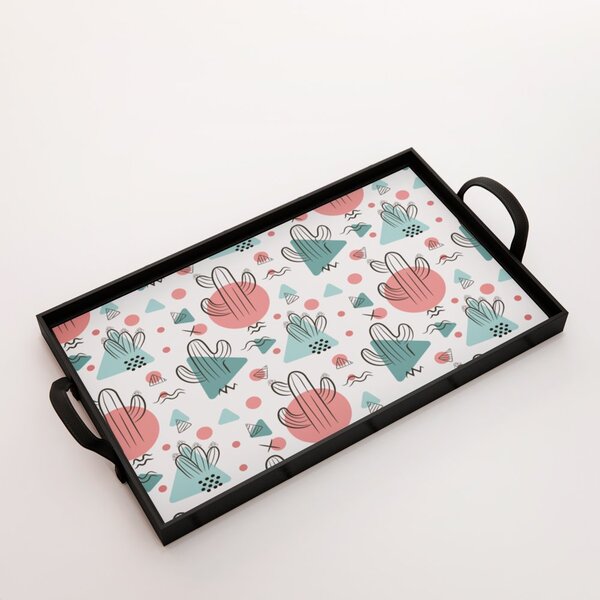 Bandeja Decorativa Grande Cacto Mandacarú - 45x30cm Preta