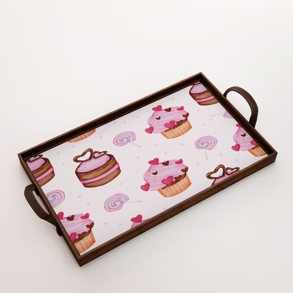 Bandeja Decorativa Grande Cupcake - 45x30cm Marrom