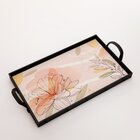 Bandeja Decorativa Grande Flor E Ramo - 45x30cm Preta